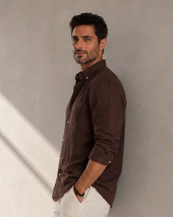 Classic Brown Linen Shirt – Premium Relaxed Fit