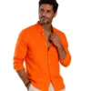IMG_5959 Sunset Orange Linen Shirt – Premium Summer Relaxed Fit