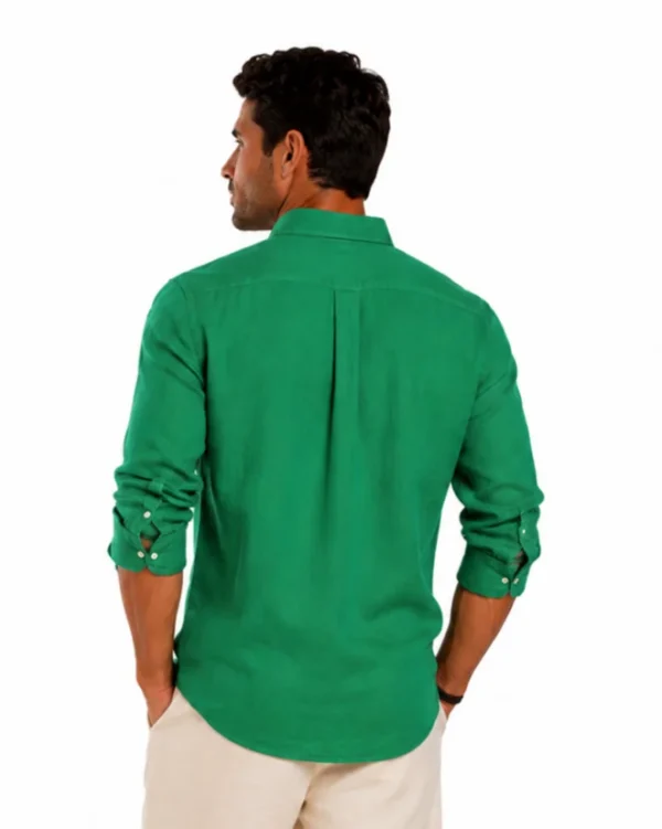 file_0000000067e87243ac01fdde4f38b8a3 Emerald Green Linen Shirt β Premium Relaxed Summer Fit
