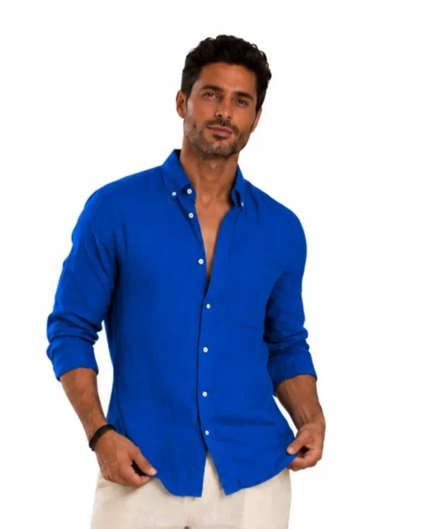 file_00000000b54471f49e4b5053ef13db8e Royal Blue Linen Shirt β Premium Relaxed Summer Fit